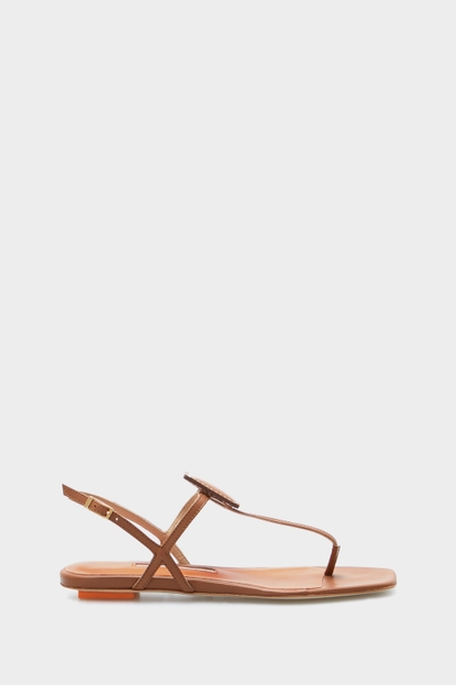 CUBE FLAT LEATHER SANDALS