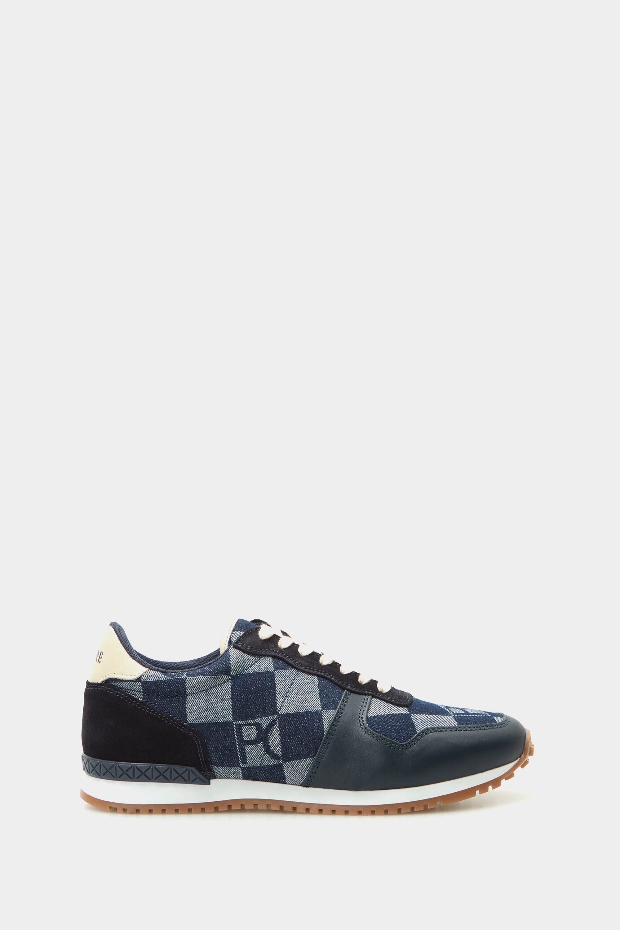 Canvas Cube Denim and leather sneakers