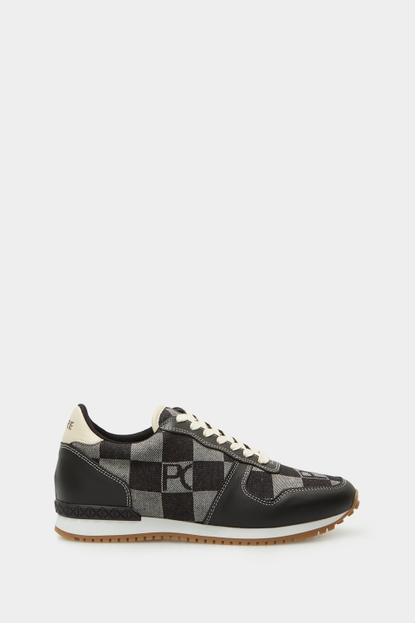 CANVAS CUBE DENIM AND LEATHER SNEAKERS