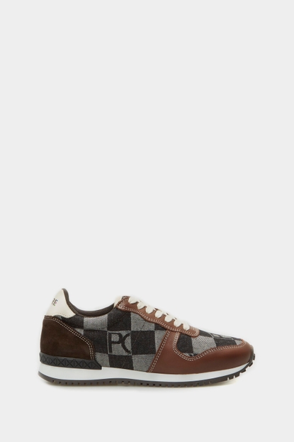 DENIM CUBES CANVAS AND LEATHER SNEAKERS