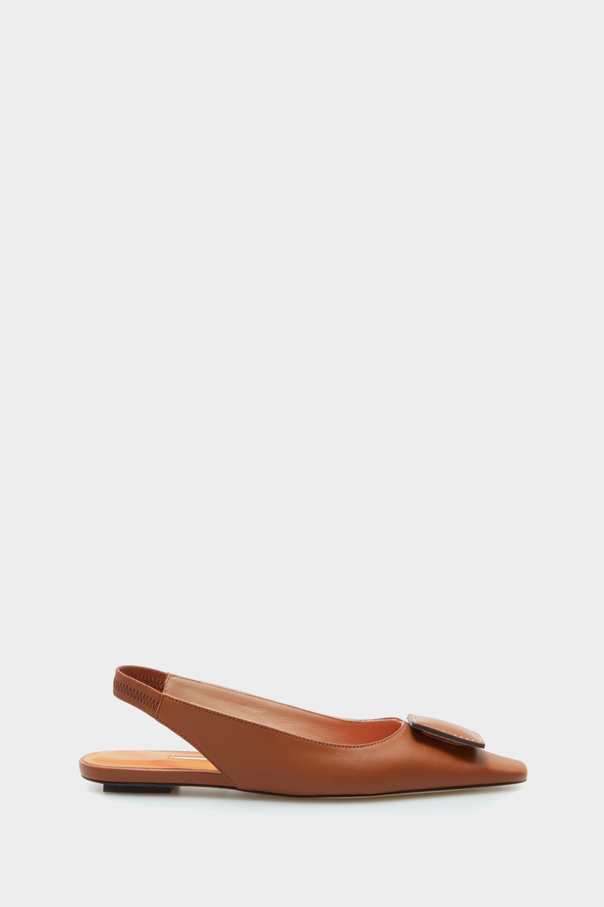 POP CUBE LEATHER SLINGBACK FLATS