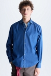 Spread collar denim shirt