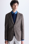 Mottled textured wool knit relaxed fit blazer