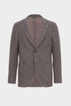 Mottled textured wool knit relaxed fit blazer