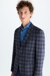 Chequered cotton wool relaxed fit blazer