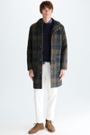 Chequered wool neoprene duffle coat