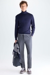 Wool flannel relaxed fit trousers