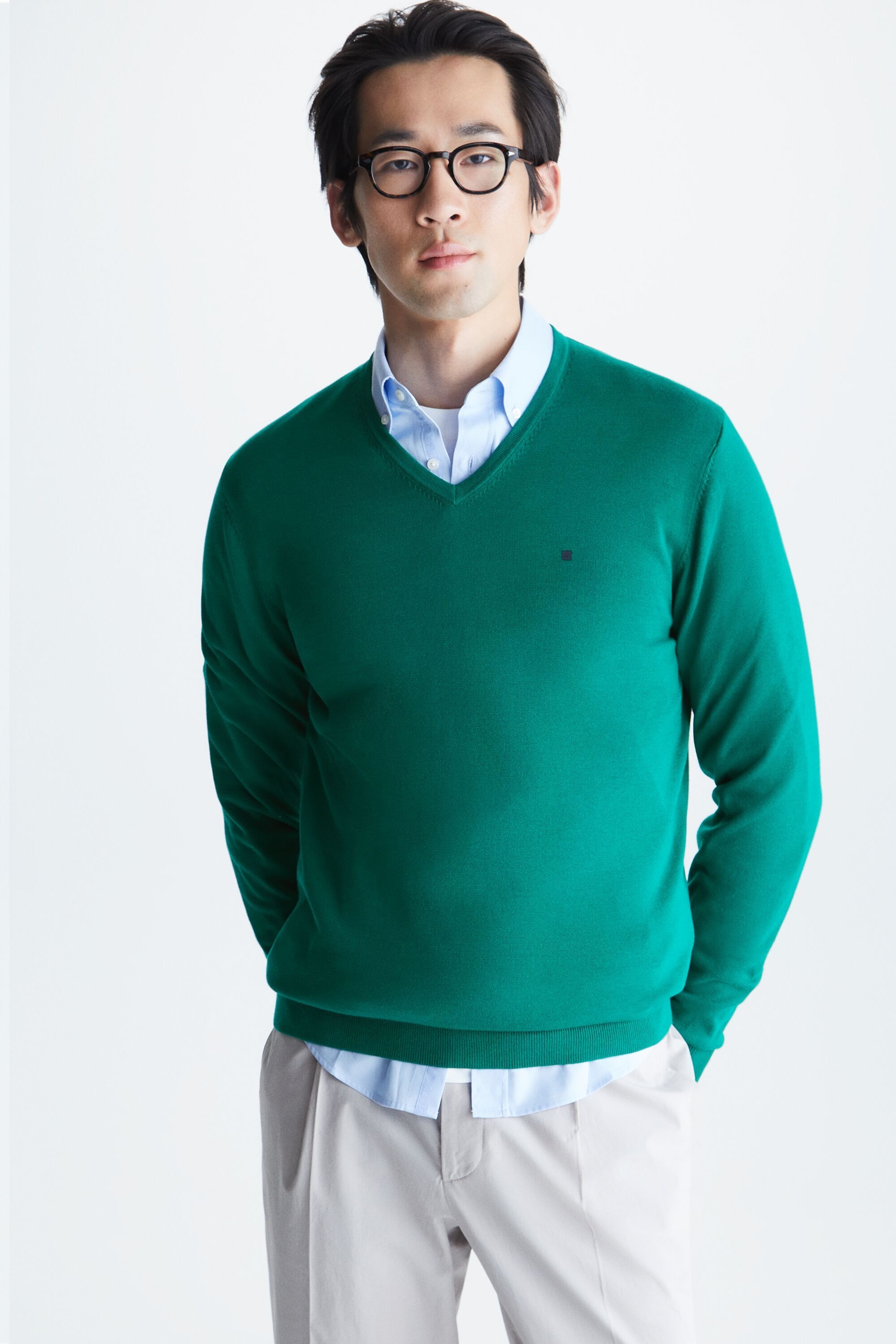 V-NECK PIMA COTTON SWEATER