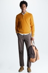 Polo collar textured cotton sweater