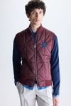 Origami-quilted nylon cotton knit gilet