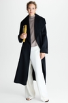 Double-faced wool oversize wrap coat