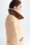 Belt-detailed fur oversize long coat