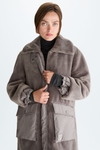 Fur nylon oversize midi coat