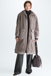 Fur nylon oversize midi coat