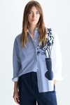 Print striped poplin oversize shirt