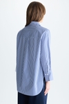 Print striped poplin oversize shirt