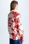 Cala Frida print twill fitted wrap shirt