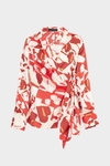 Cala Frida print twill fitted wrap shirt