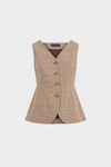 Chequered double-faced cotton fitted gilet