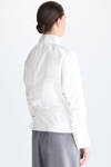 Eyelet-detailed poplin fitted shirt with mandarin collar