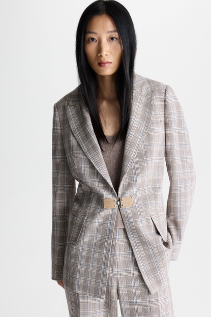 CHEQUERED DOUBLE-FACED FITTED BLAZER