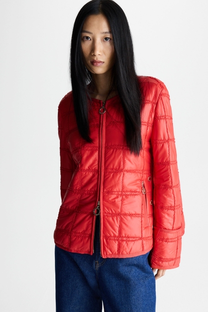 CUBE-SHAPED QUILTED NYLON A-LINE SHORT JACKET