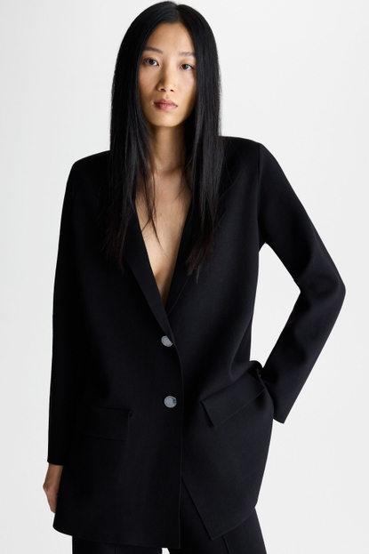 DOUBLE-FACED STRETCH KNIT STRAIGHT-FIT BLAZER