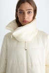 High-neck quilted nylon A-line coat