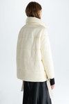 High-neck quilted nylon A-line coat