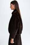 Fur faux leather cocoon reversible short coat