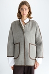 Double-faced wool oversize reversible coat