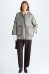 Double-faced wool oversize reversible coat