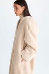 Hooded fur nylon cocoon reversible coat