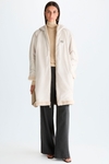 Hooded fur nylon cocoon reversible coat