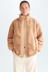 Fur nylon reversible short coat