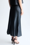 Faux-leather A-line midi skirt