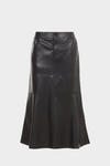 Faux-leather A-line midi skirt