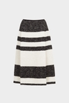 Striped cotton wool A-line midi skirt