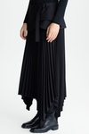 Detachable waist twill asymmetric pleated skirt