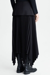 Detachable waist twill asymmetric pleated skirt