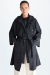 Technical trench coat with hood and quilted gilet