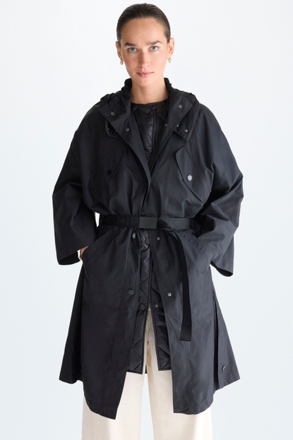 TECHNICAL TRENCH COAT WITH HOOD AND QUILTED GILET