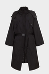 Technical trench coat with hood and quilted gilet