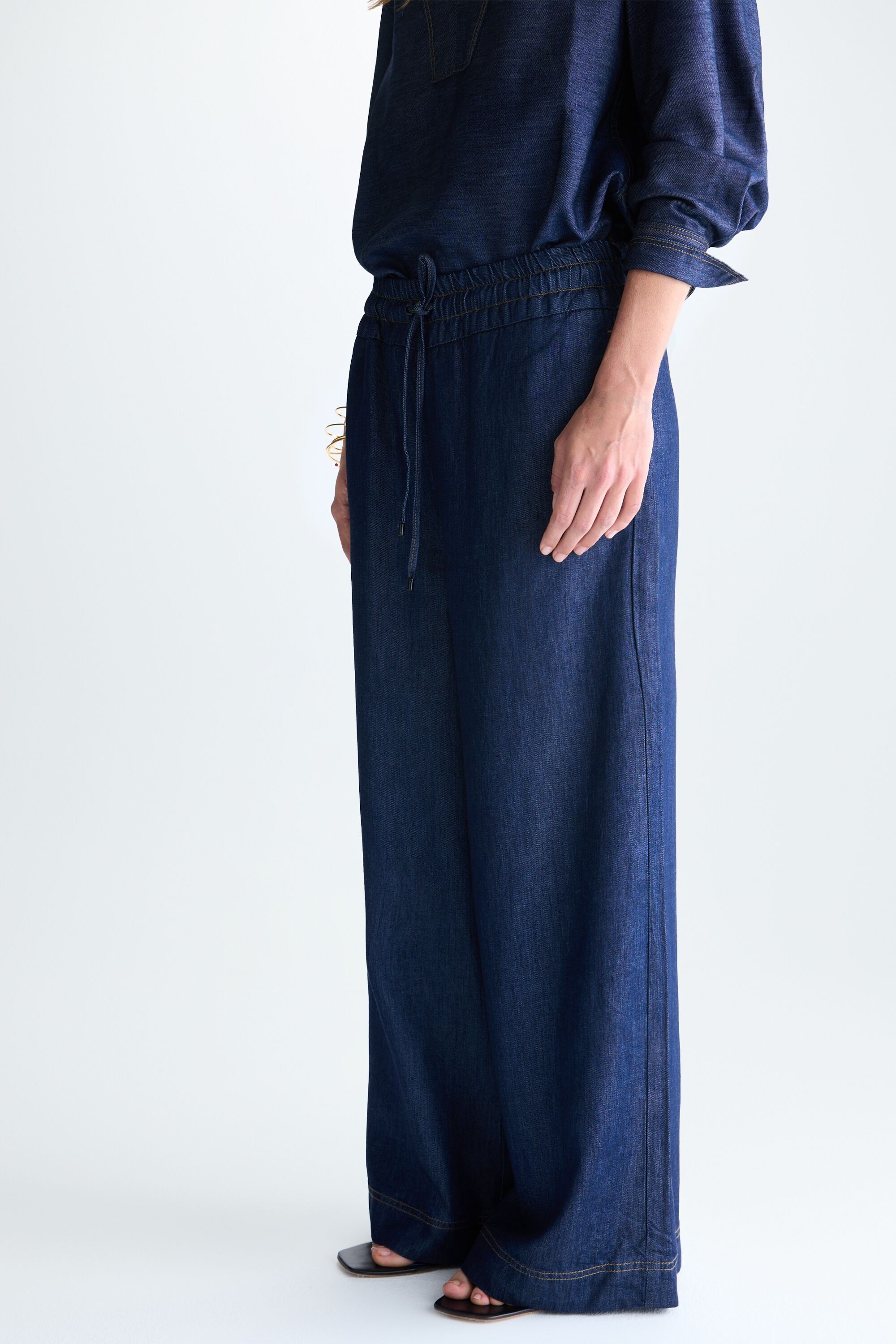 Denim pyjama-style trousers