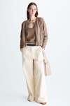 Twill low-waist wide-leg trousers