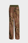 Paisley print crinkle velvet pyjama-style trousers