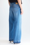 Frayed denim wide-leg trousers