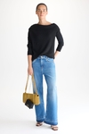 Frayed denim wide-leg trousers