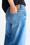 Frayed denim wide-leg trousers