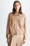 Pocket-detailed faux-leather oversize jacket